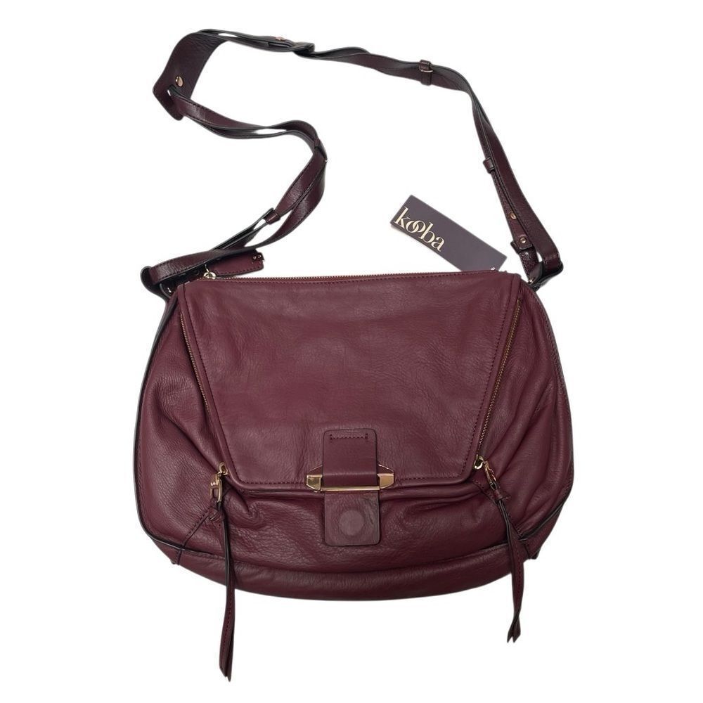 Kooba Leroy hobo crossbody handbag wildberry burgundy oxblood red NEW